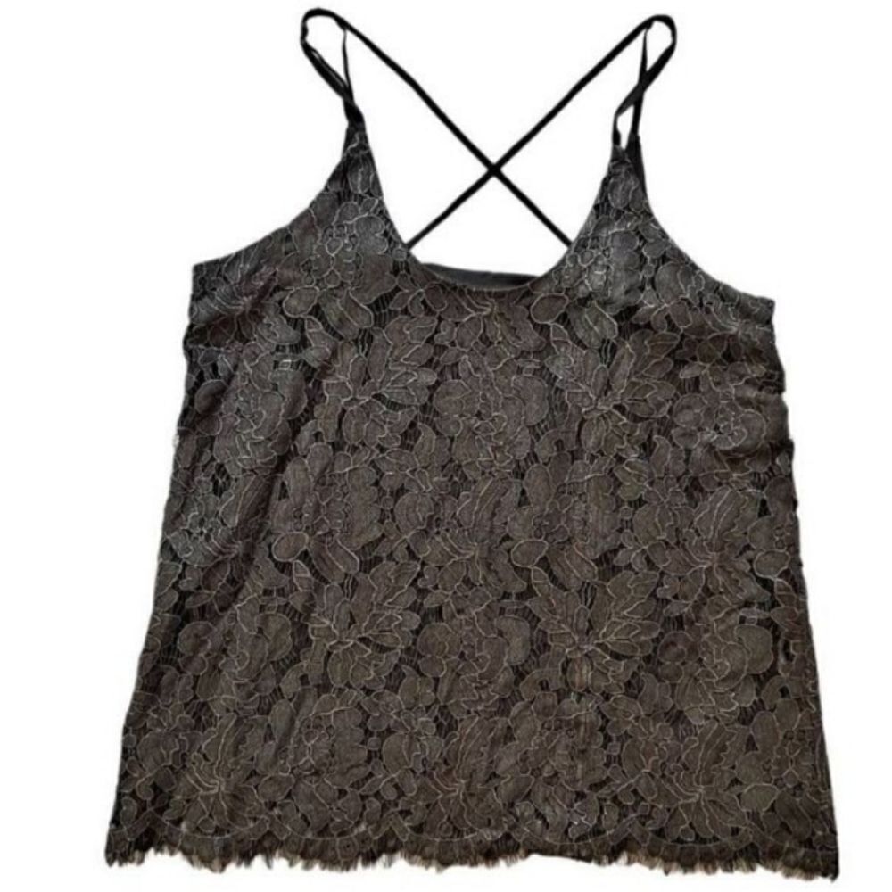 CHASER Lace Criss Cross Back Top Magnet Medium